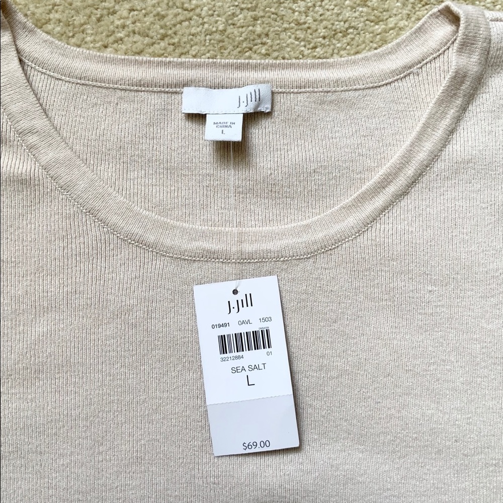 J Jill NWT Cropped Boxy Ivory Sweater 3/4 Sleeve